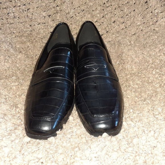 ALDO Gwirani-Croc Embosed Black Synthetic Leather Loafers-Sz 8.5-NEW - Picture 3 of 8